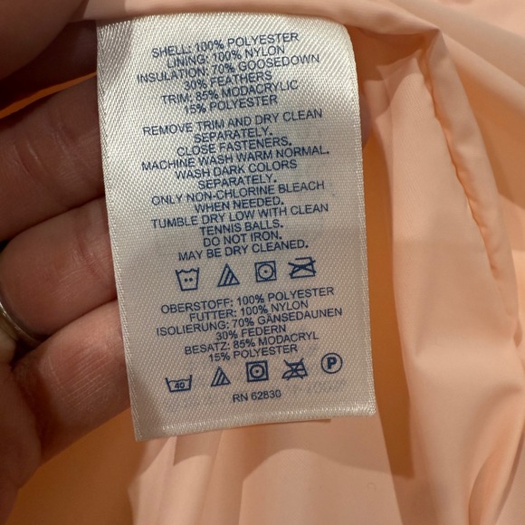 Lands End Women Down Puffer Parka Jacket L Large 14-16 Quilted Blush Baby Pink - Picture 6 of 11